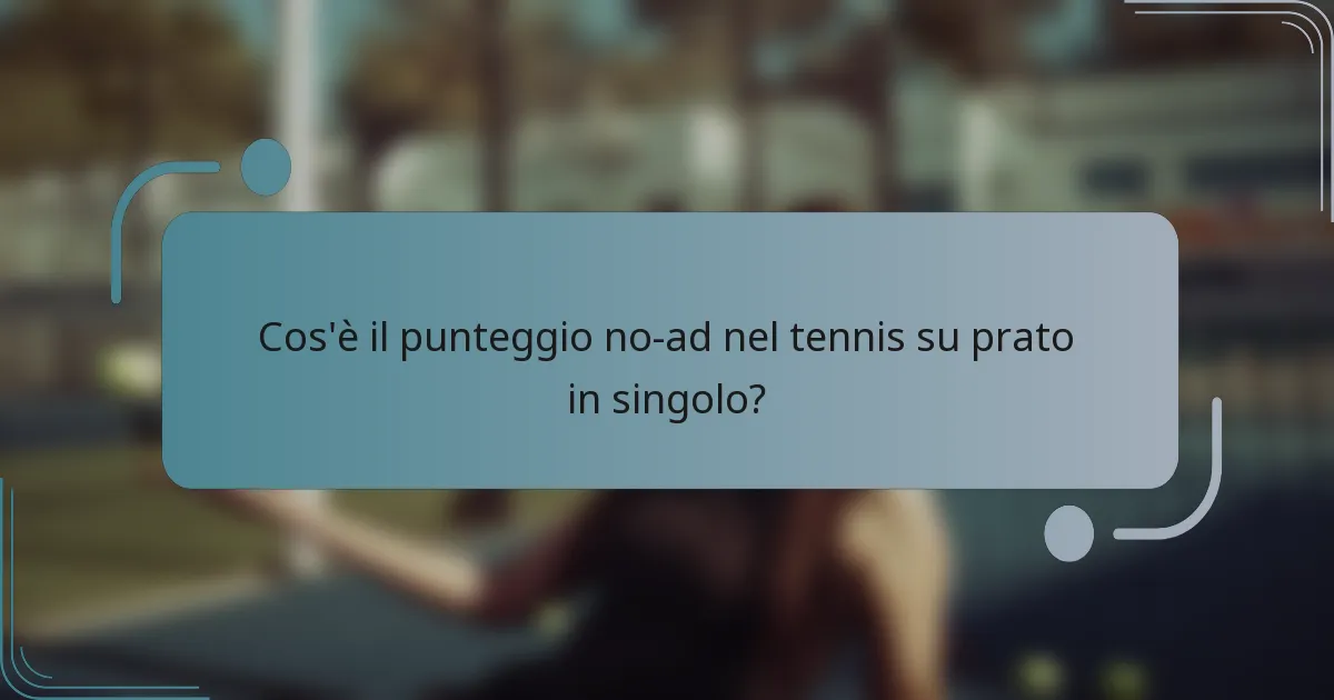 Cos'è il punteggio no-ad nel tennis su prato in singolo?